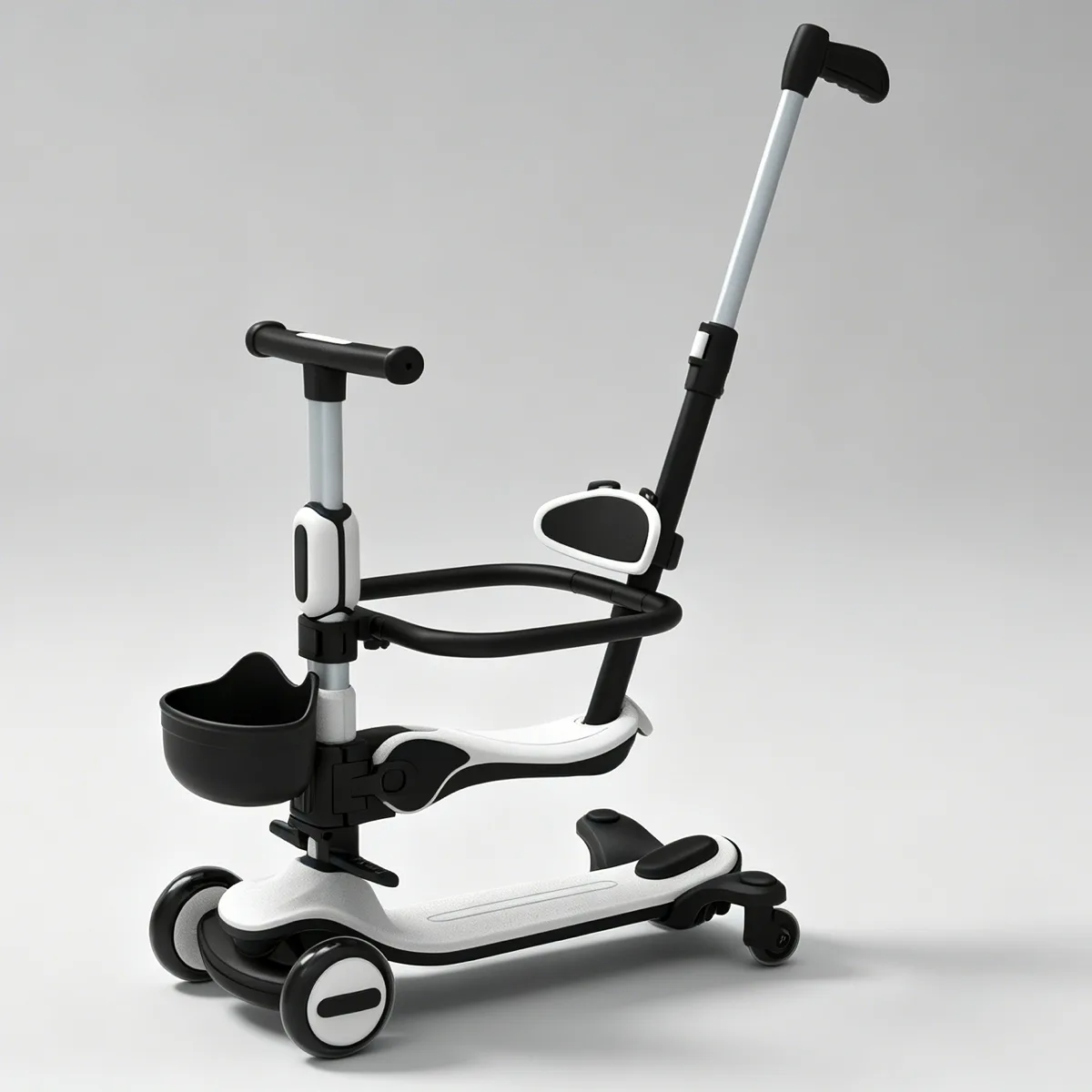 Multi-function toddler scooter with seat and parent push handle
