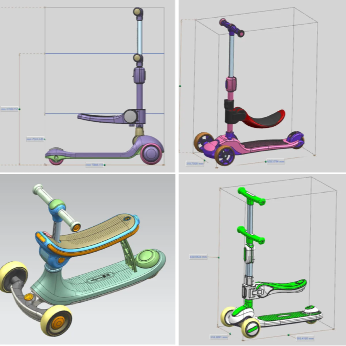 Private mold OEM kids scooter engineering design views